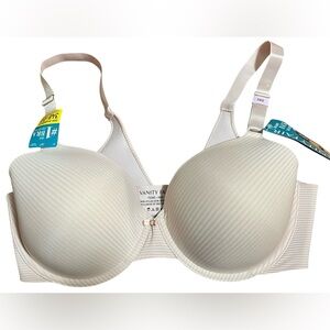 Vanity Fair Beauty Back Bra 38D Ivory Beige Seamless Full Coverage NWT